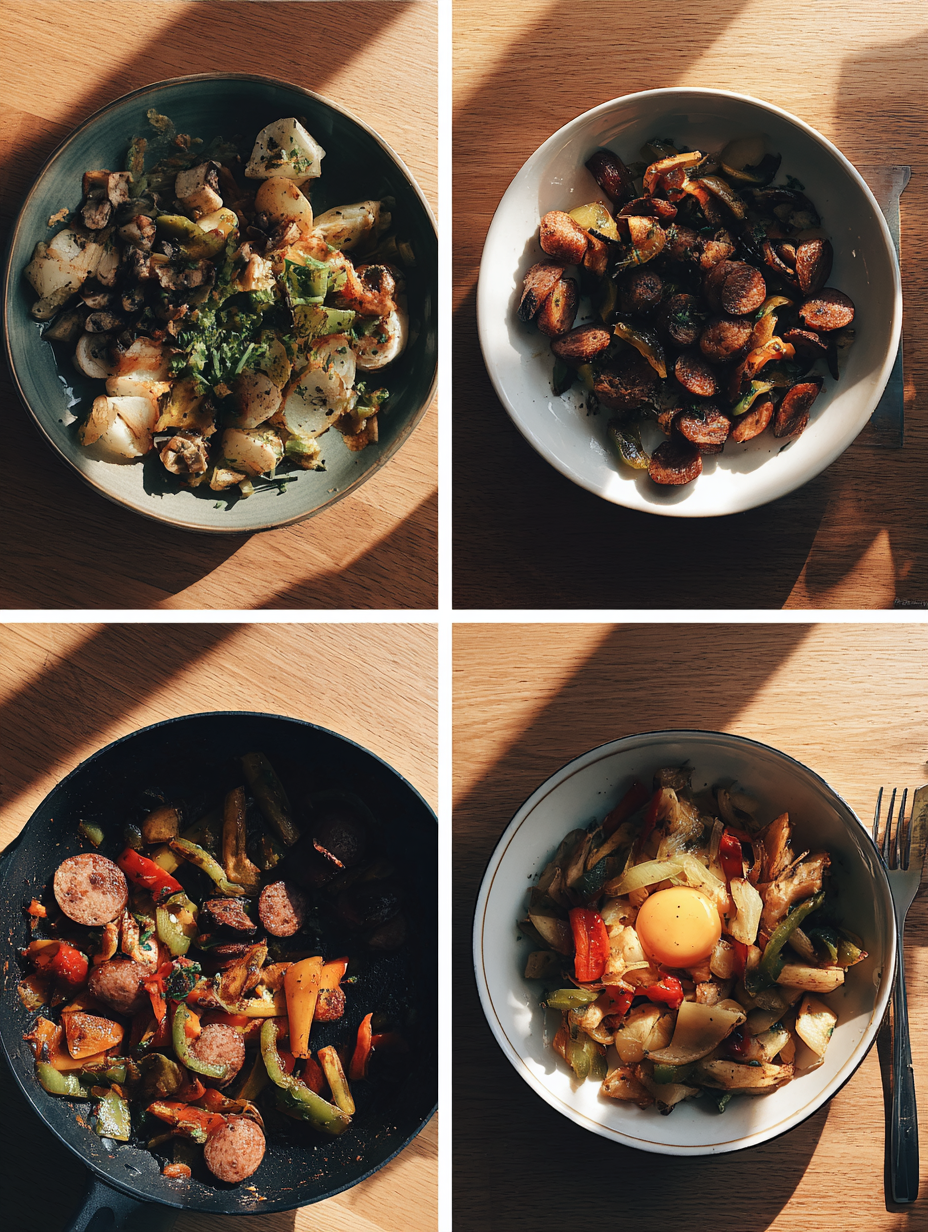 Steps for One Pan Sausage and Peppers