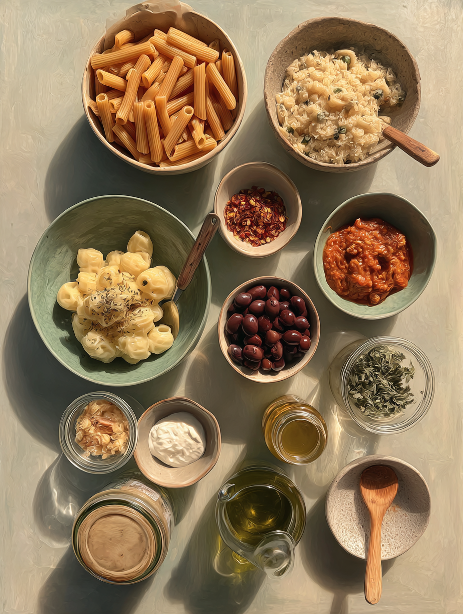 Ingredients for Easy One Pan Baked Ziti