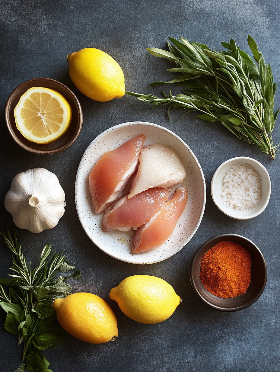 Ingredients for One Pan Lemon Garlic Chicken