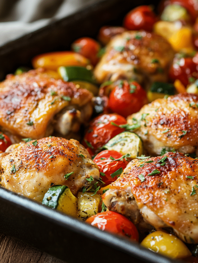 Easy One Pan Veggie and Chicken Bake