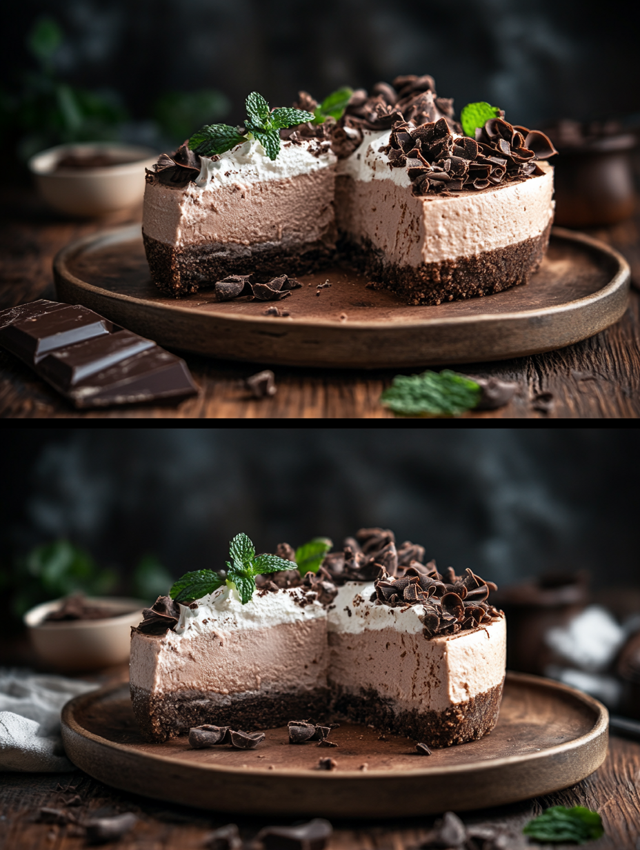 Steps for No Bake Chocolate Mint Cheesecake
