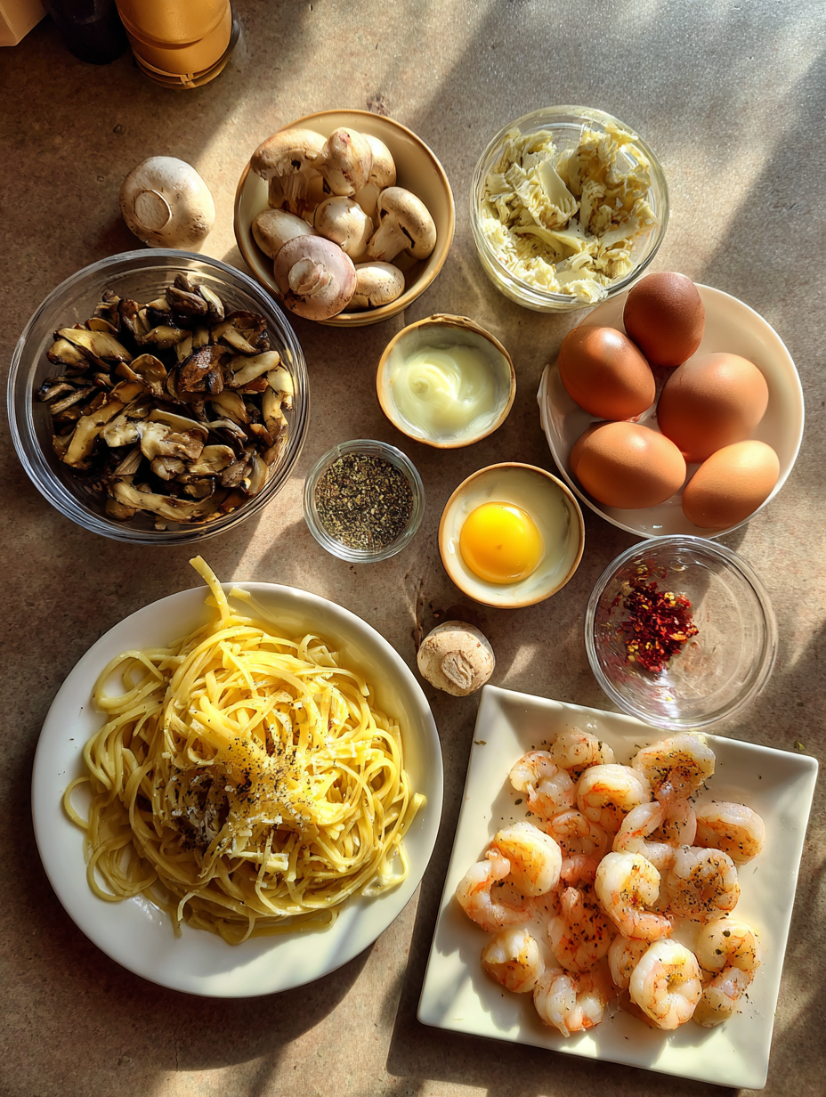 Ingredients for 30-Minute Garlic Butter Shrimp Pasta