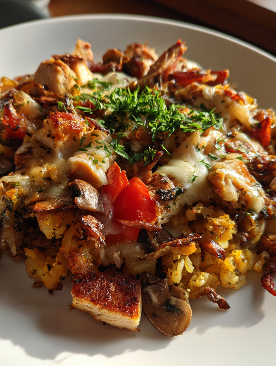 Easy One Pan Veggie and Chicken Bake