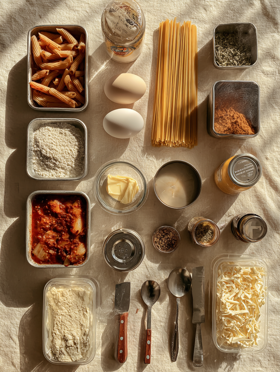 Ingredients for Easy One Pan Baked Ziti