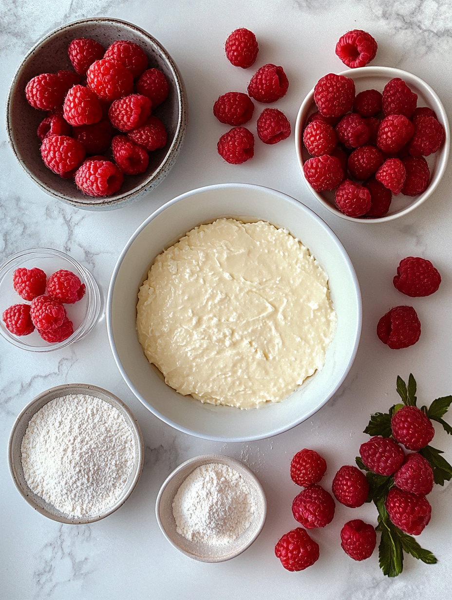 Ingredients for No Bake Raspberry Cheesecake