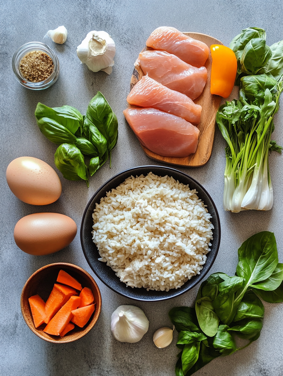 Ingredients for 30-Minute Chicken and Rice Casserole