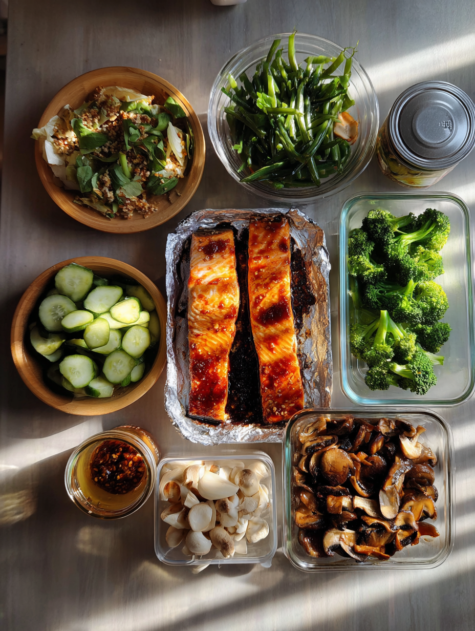 Ingredients for One Pan Teriyaki Salmon and Veggies
