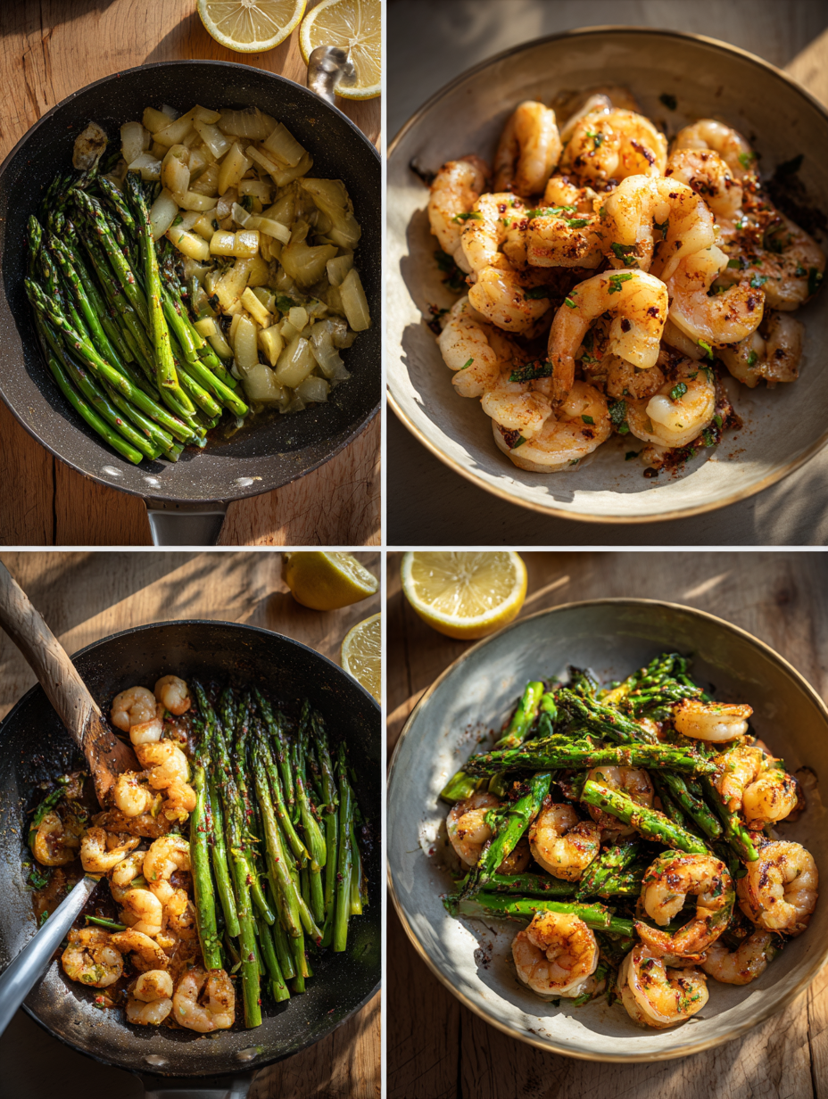 Steps for One Pan Shrimp and Asparagus
