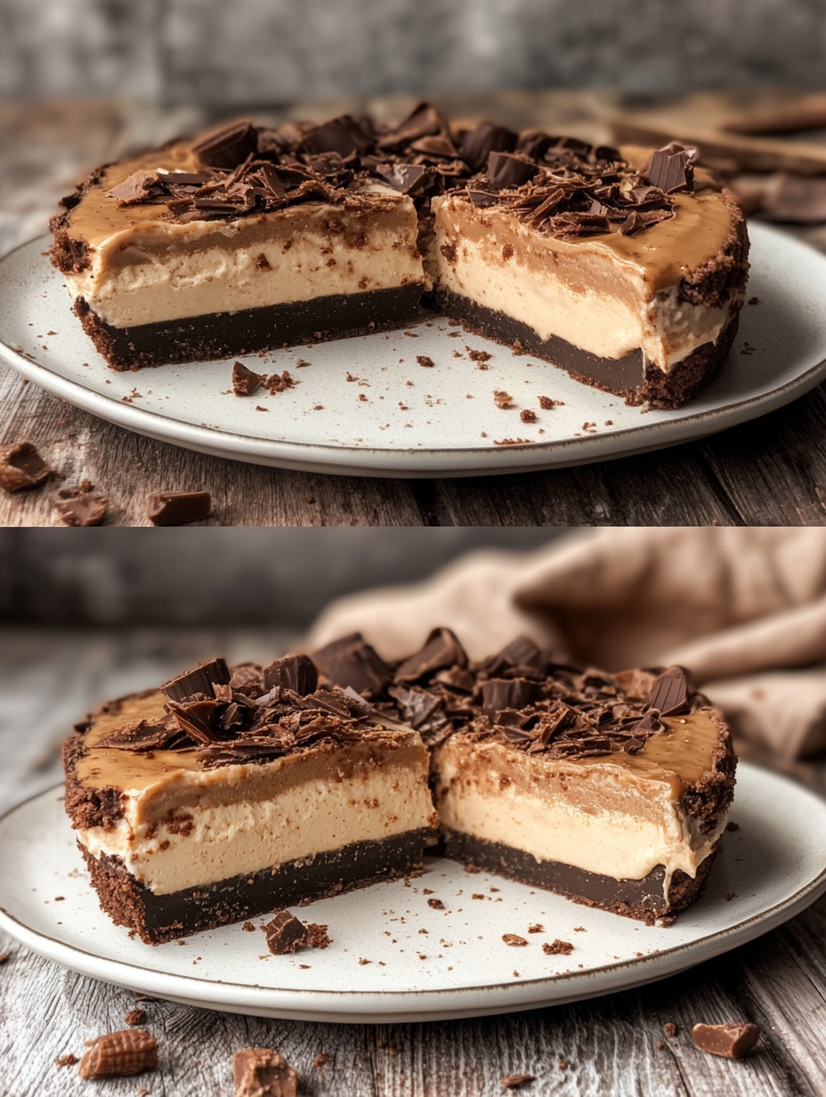Steps for No Bake Peanut Butter Cup Cheesecake