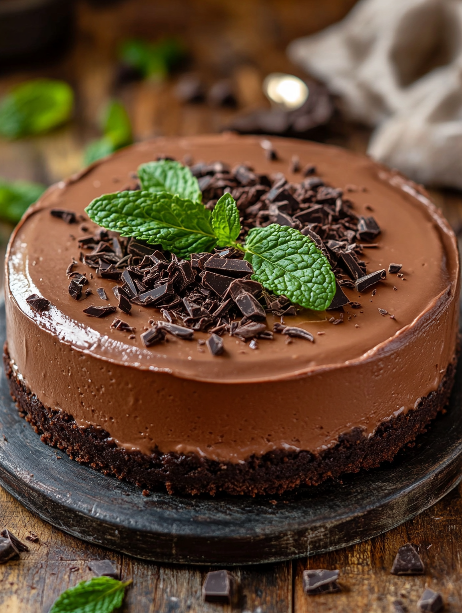 No Bake Chocolate Mint Cheesecake