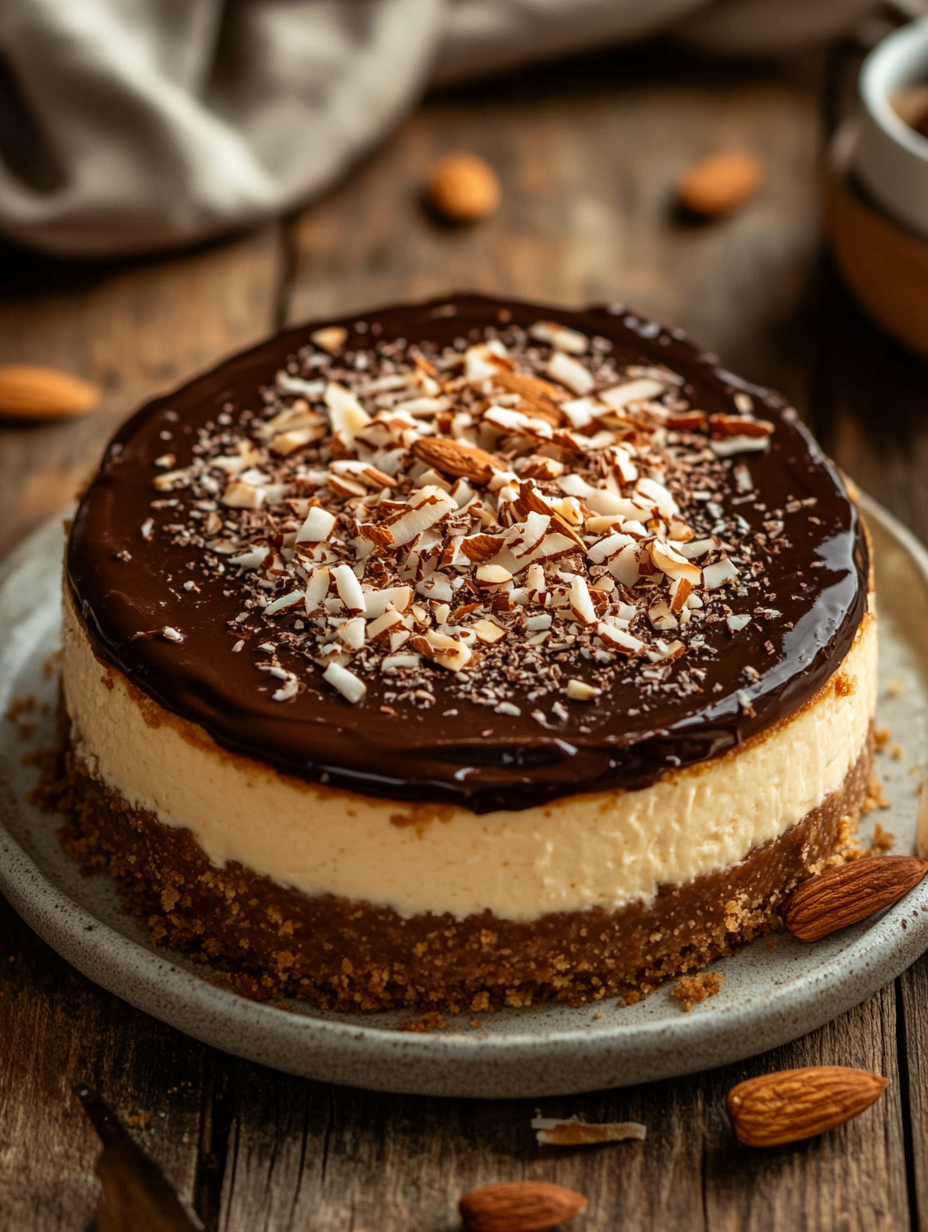 Baked Almond Joy Cheesecake
