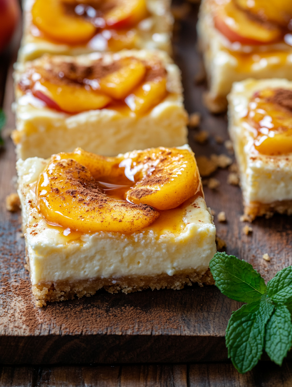 Peach Cobbler Cheesecake Bars