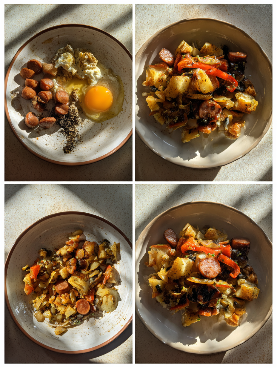 Steps for One Pan Sausage and Peppers
