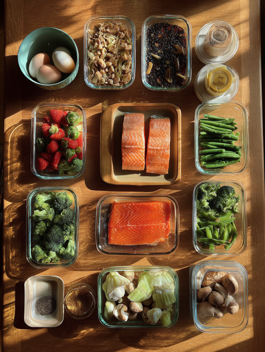 Ingredients for One Pan Teriyaki Salmon and Veggies