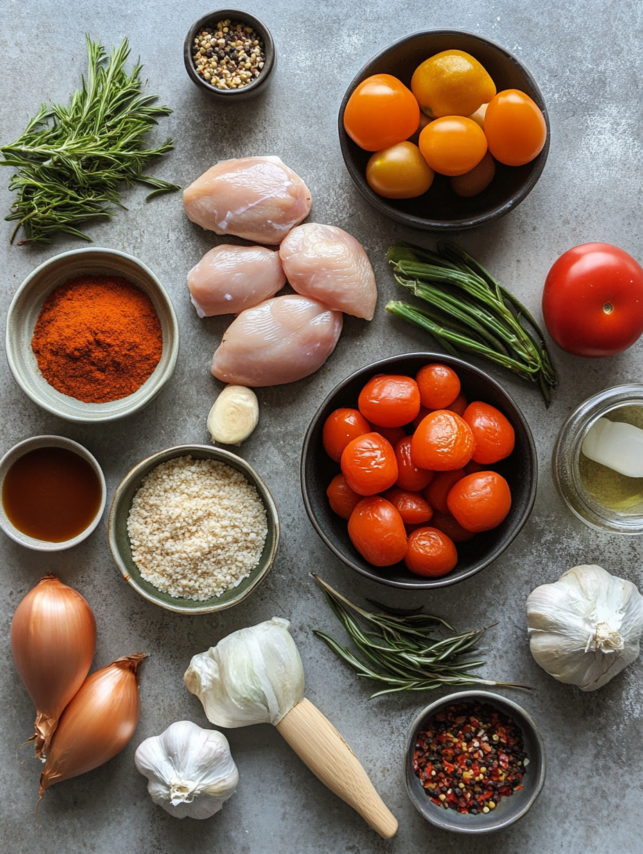Ingredients for Easy One Pan Veggie and Chicken Bake