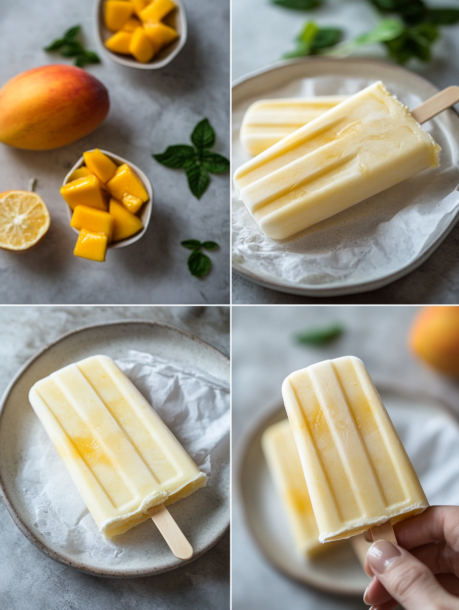 Steps for Mango Cheesecake Popsicles