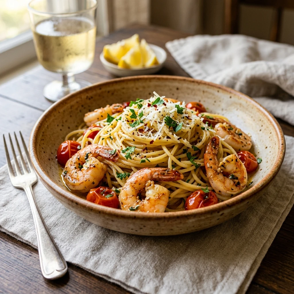 15-Minute Garlic Butter Shrimp Pasta