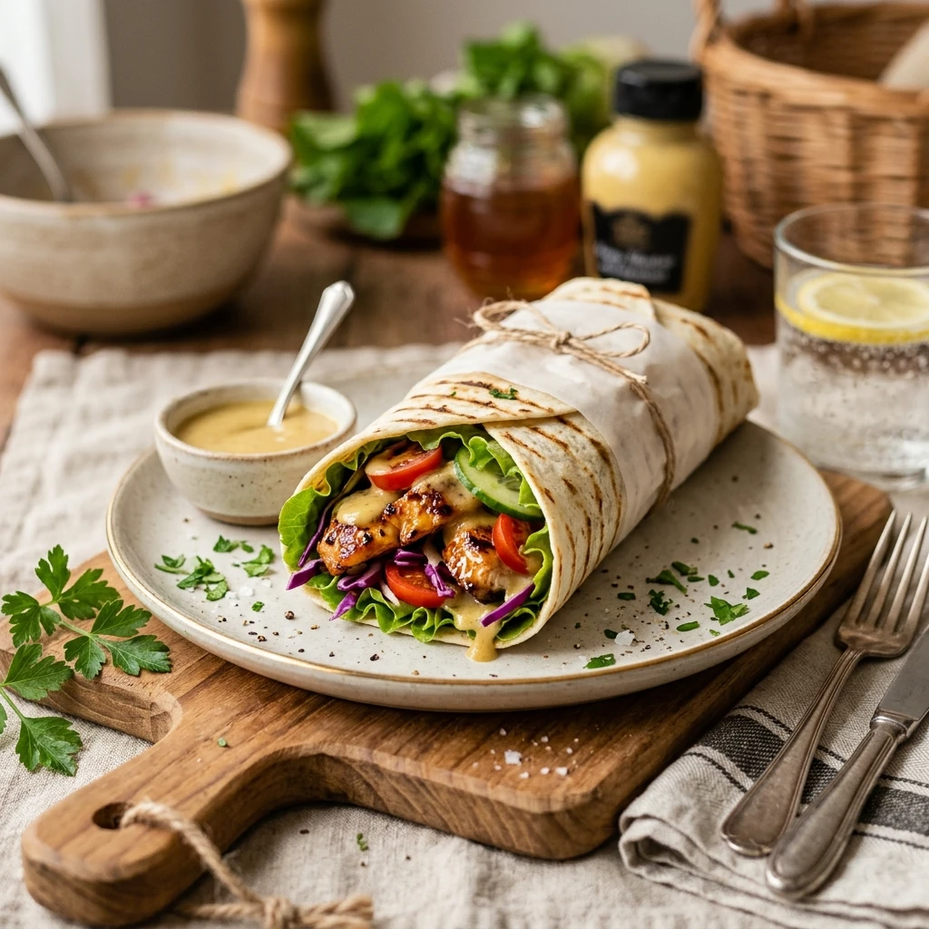 15-Minute Honey Mustard Chicken Wraps