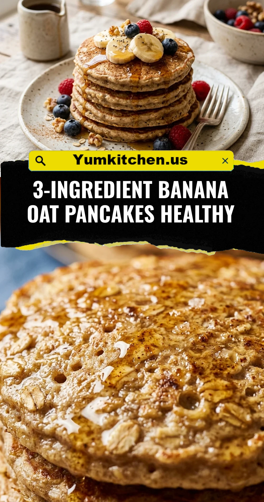 3-Ingredient Banana Oat Pancakes Healthy