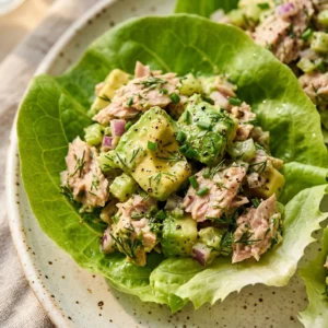 Avocado Tuna Salad Lettuce Cups