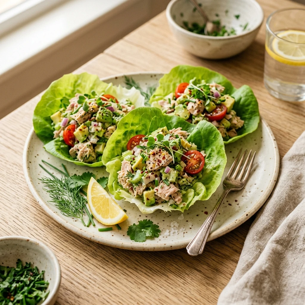 Avocado Tuna Salad Lettuce Cups