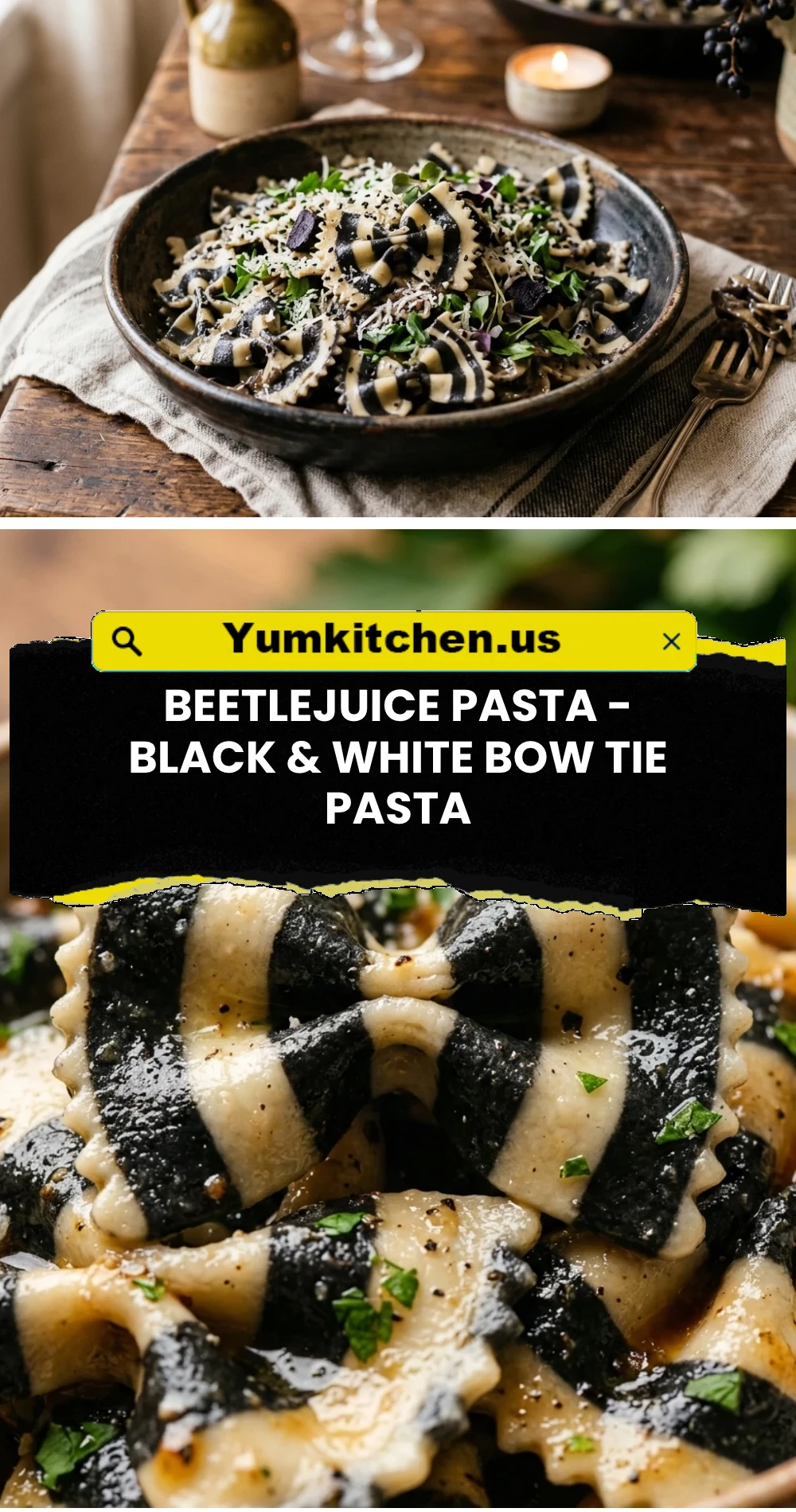 Beetlejuice Pasta - Black & White Bow Tie Pasta