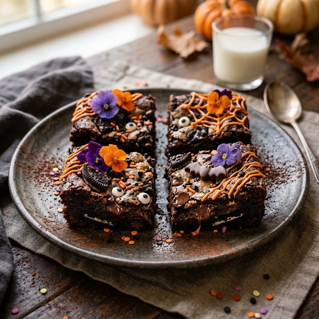 Black Cocoa Oreo Brookies - Halloween Brownies