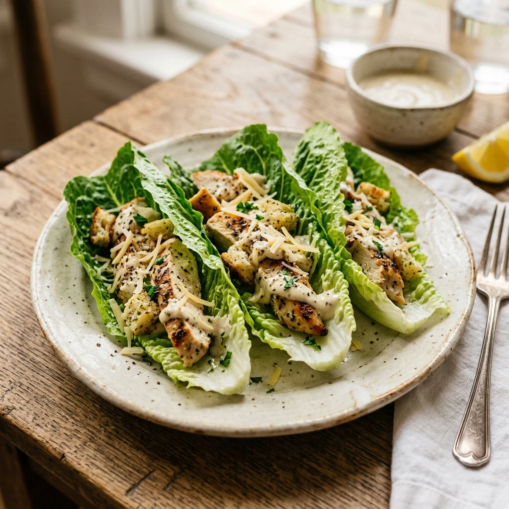 Chicken Caesar Lettuce Wraps Low Carb