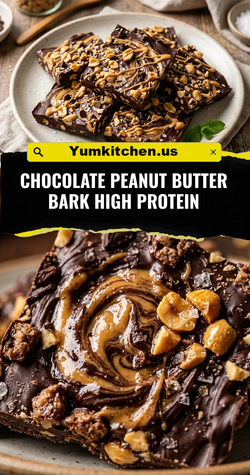 Chocolate Peanut Butter Bark High Protein