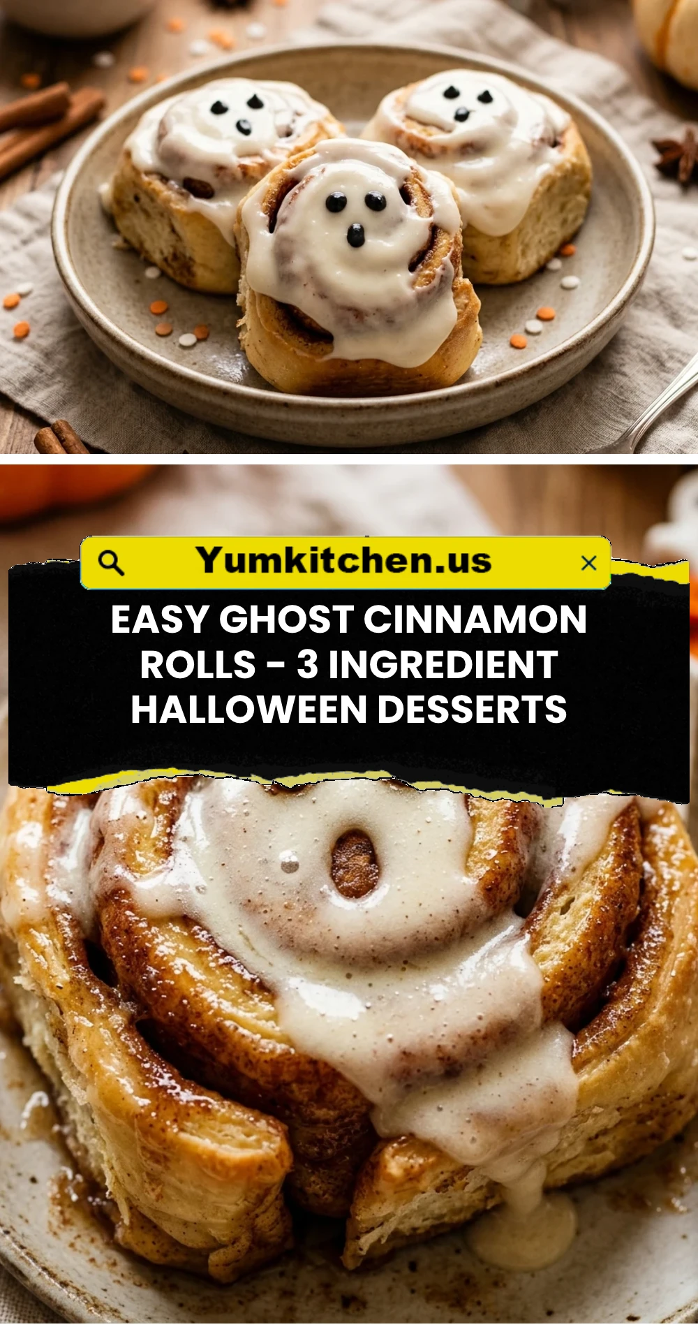 Easy Ghost Cinnamon Rolls - 3 Ingredient Halloween Desserts