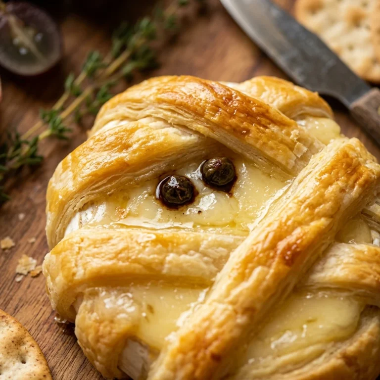 Easy Halloween Appetizers for Party Adults - Mummy Brie