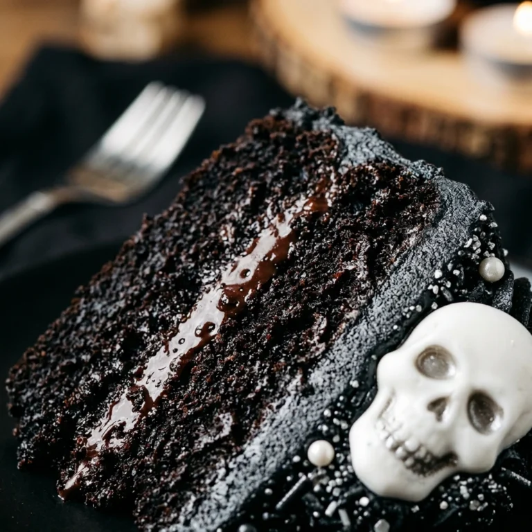 Easy Halloween Cake - Black Velvet Skull Cake