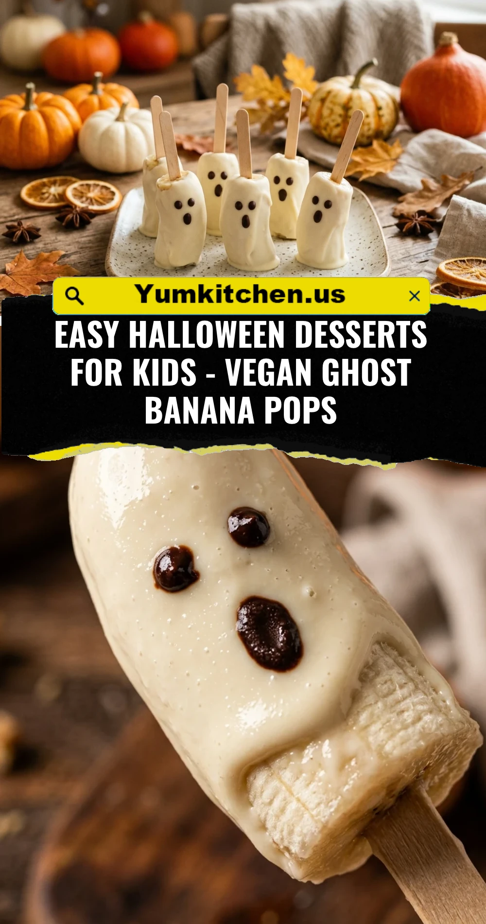 Easy Halloween Desserts For Kids - Vegan Ghost Banana Pops