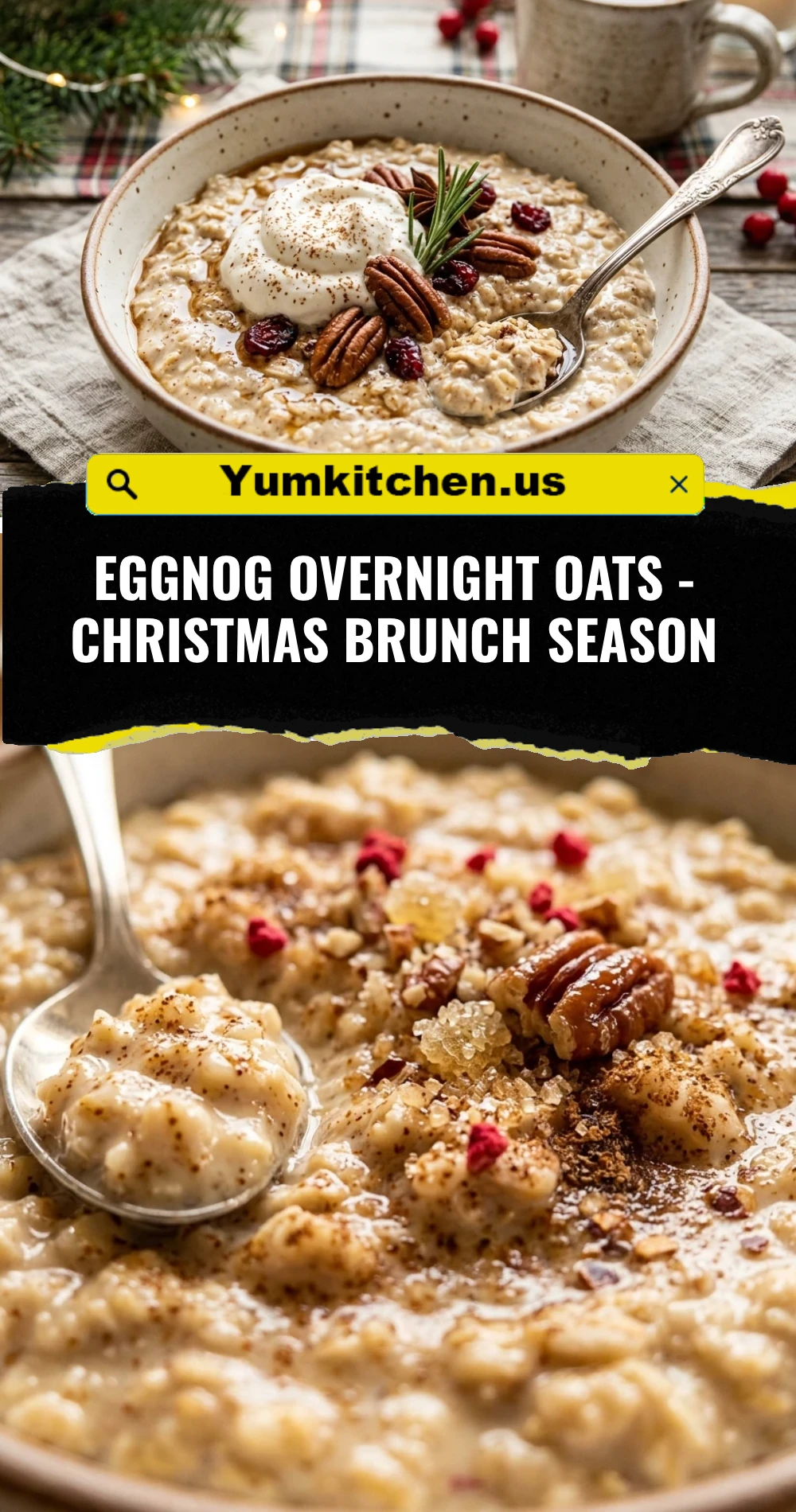 Eggnog Overnight Oats - Christmas Brunch Season