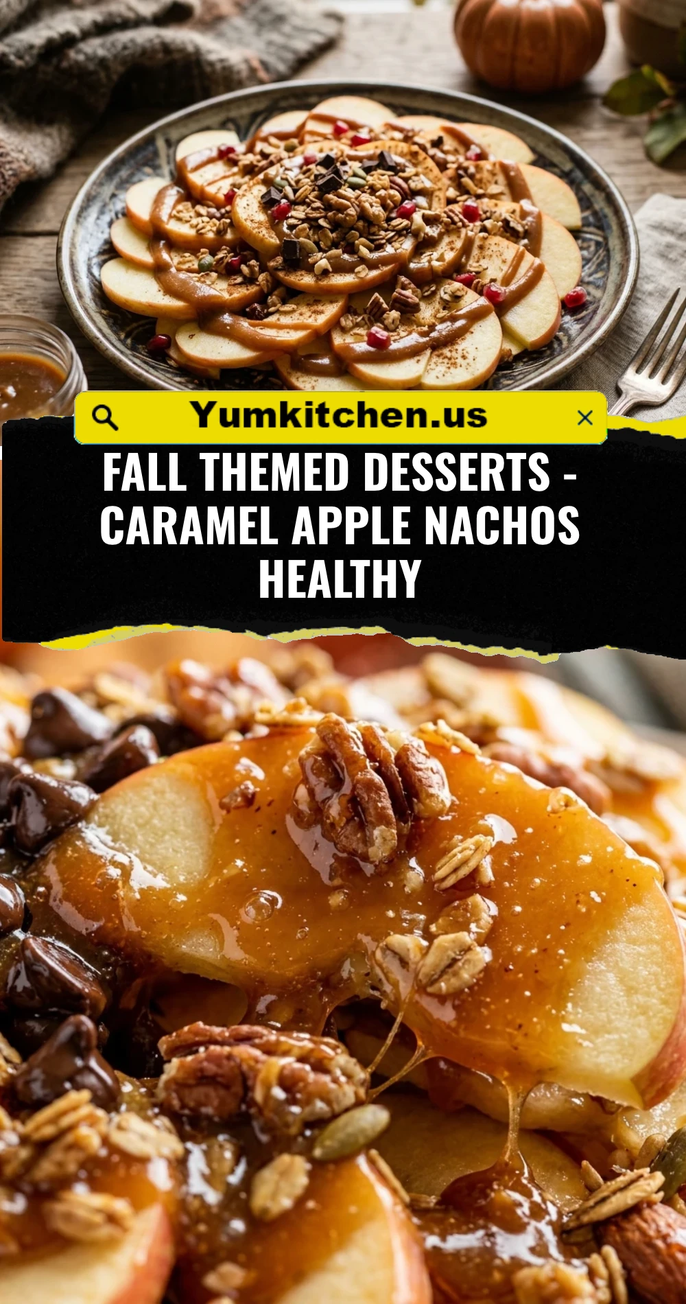 Fall Themed Desserts - Caramel Apple Nachos Healthy