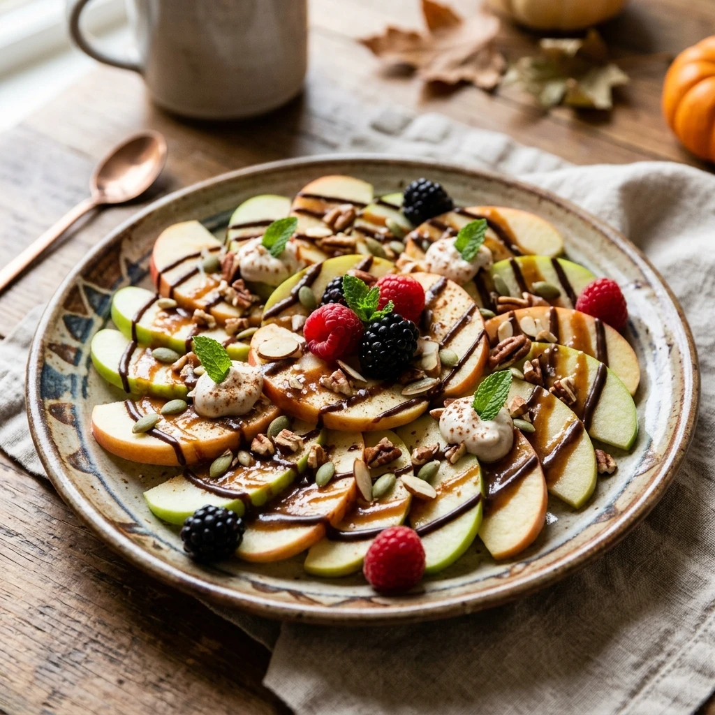 Fall Themed Desserts - Caramel Apple Nachos Healthy