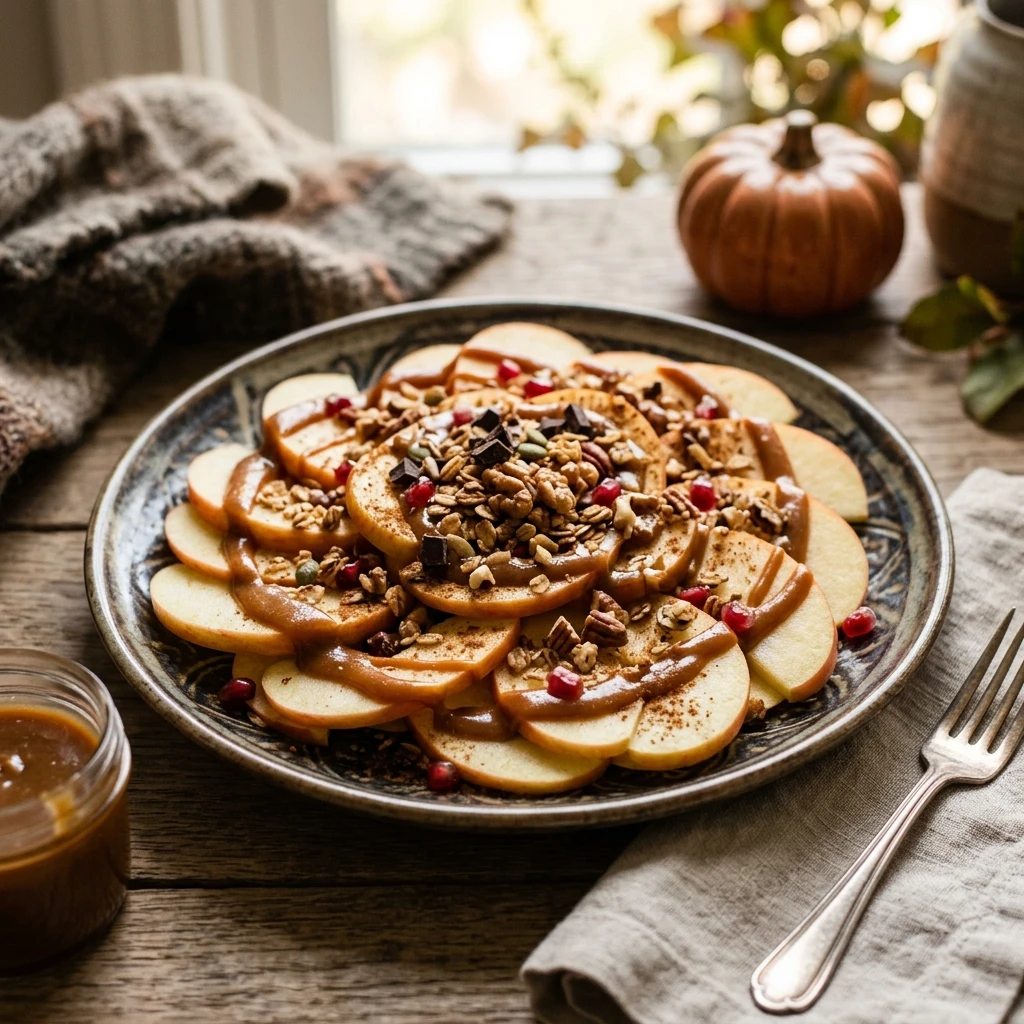 Fall Themed Desserts - Caramel Apple Nachos Healthy