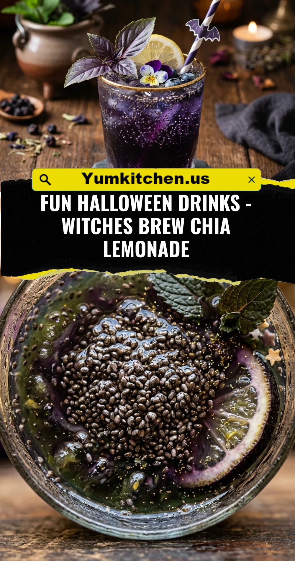 Fun Halloween Drinks - Witches Brew Chia Lemonade