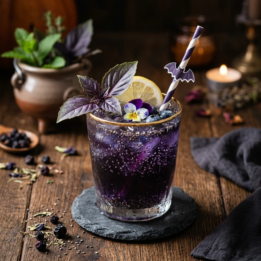 Fun Halloween Drinks - Witches Brew Chia Lemonade