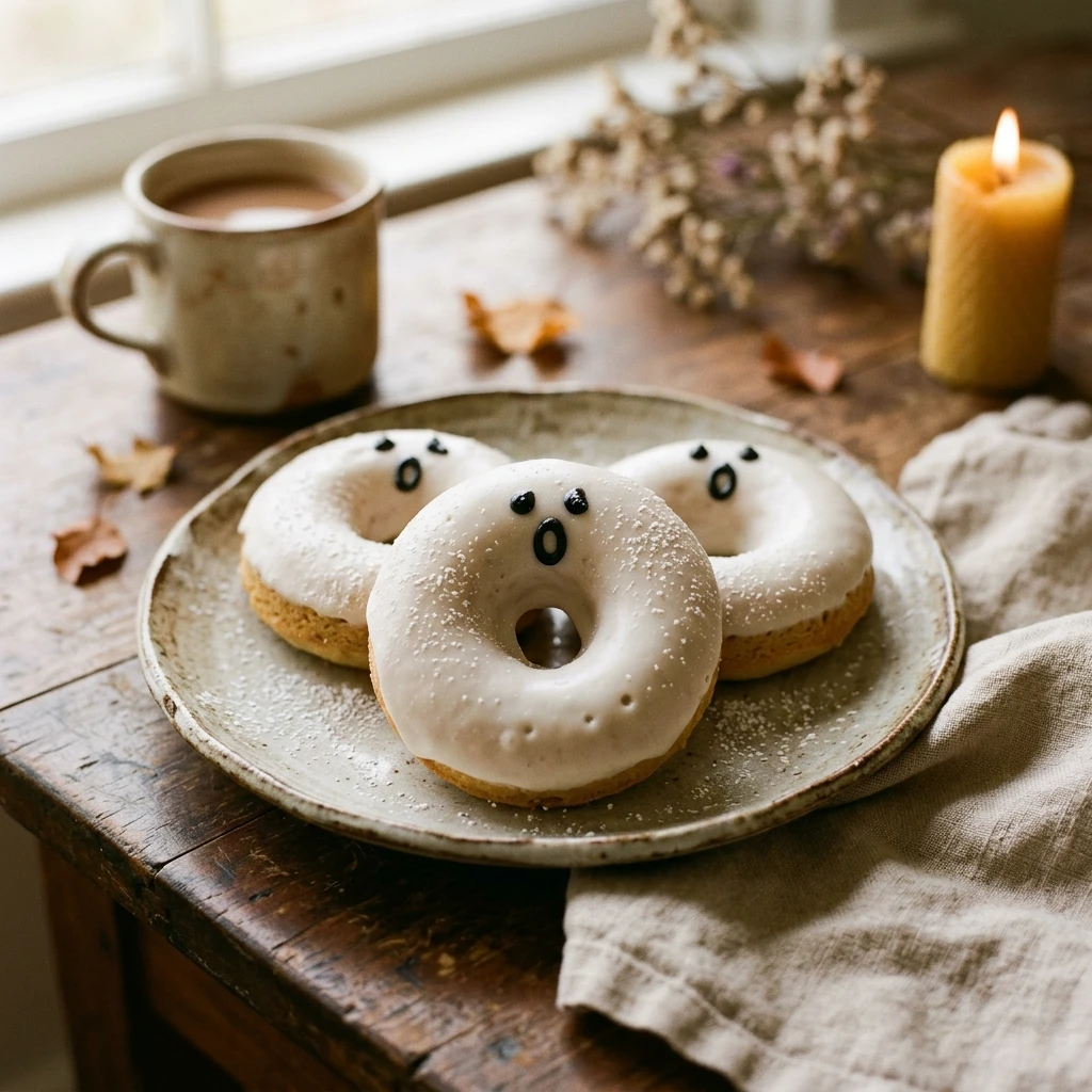 Ghost Cake - Vegan Ghost Donuts Baked