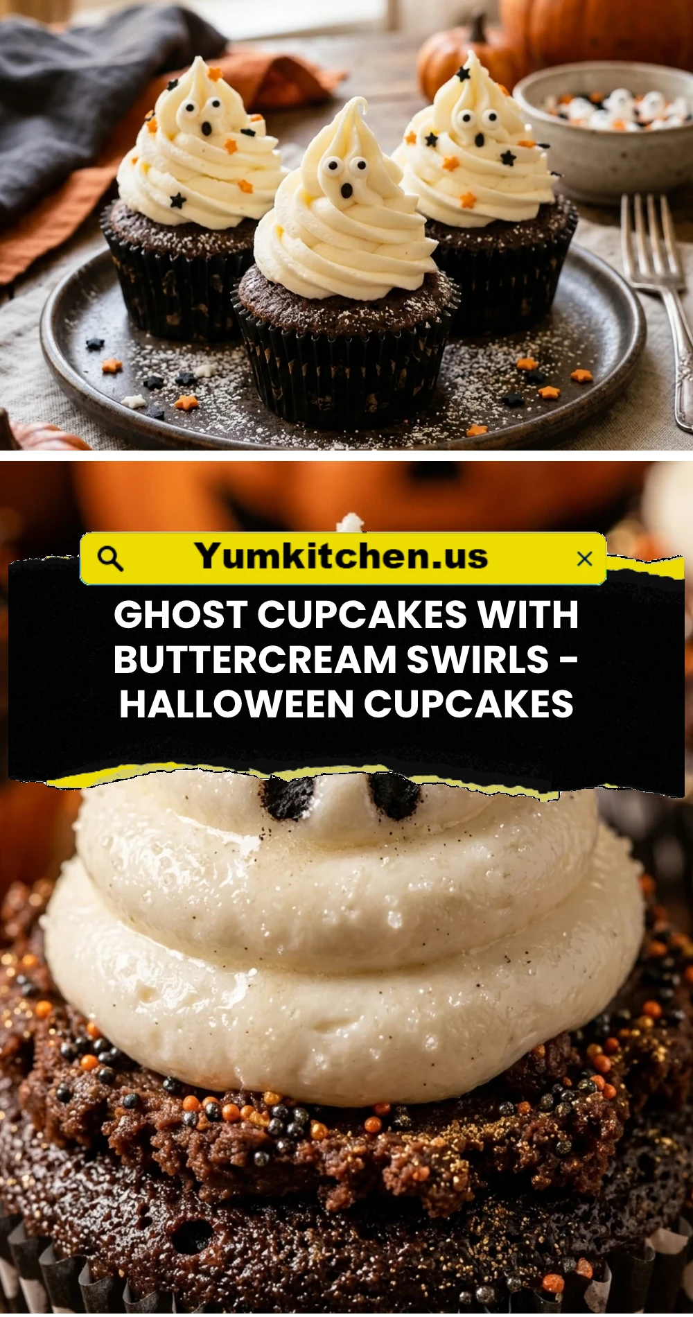 Ghost Cupcakes with Buttercream Swirls - Halloween Cupcakes