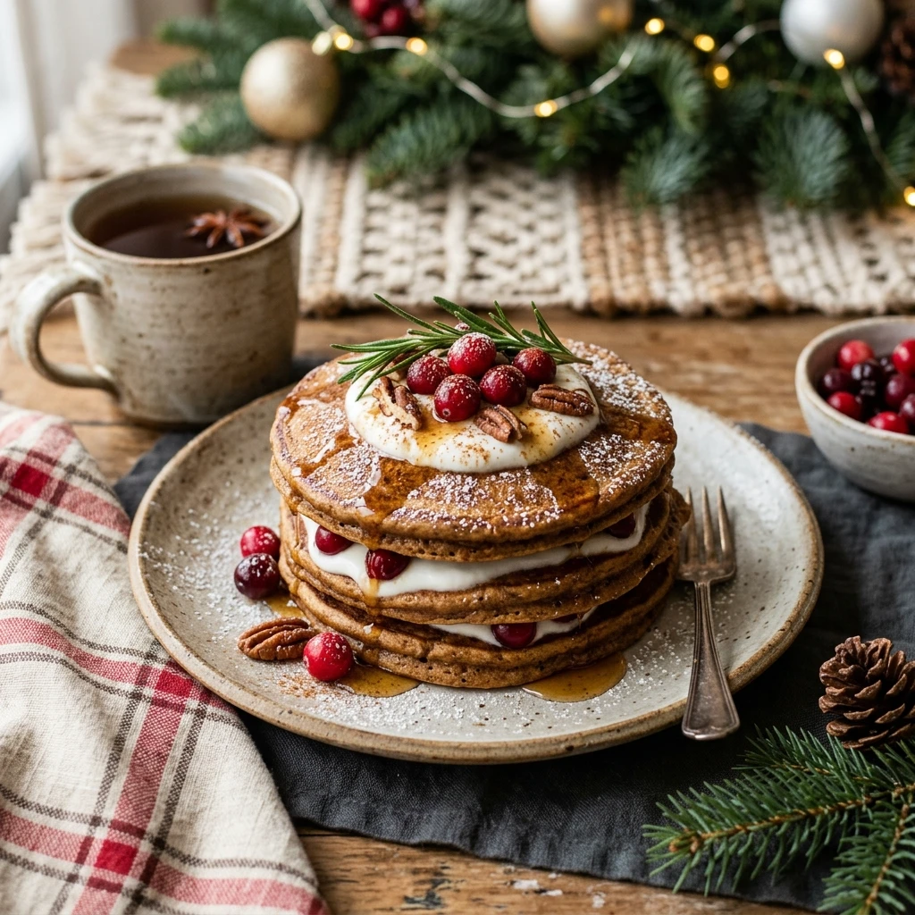 Gingerbread Pancakes - Christmas Breakfast Healthy