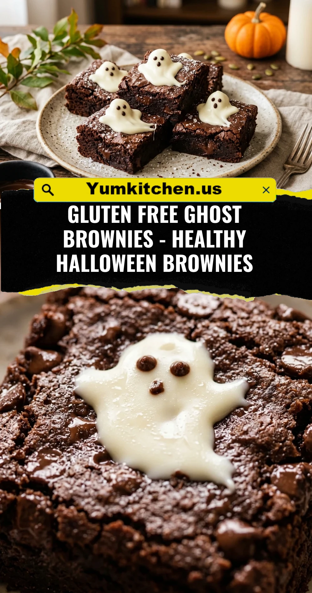 Gluten Free Ghost Brownies - Healthy Halloween Brownies