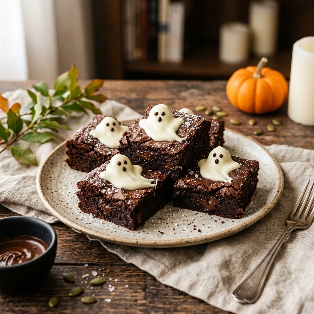 Gluten Free Ghost Brownies - Healthy Halloween Brownies