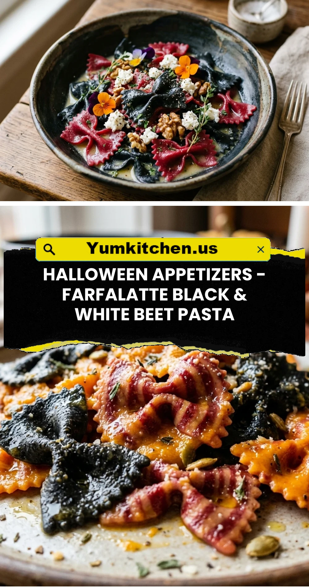 Halloween Appetizers - Farfalatte Black & White Beet Pasta