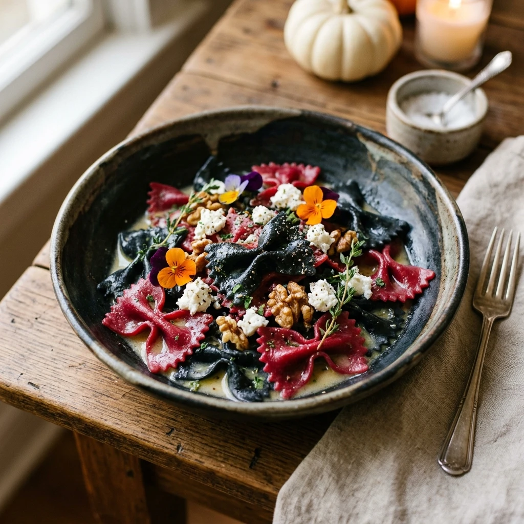Halloween Appetizers - Farfalatte Black & White Beet Pasta