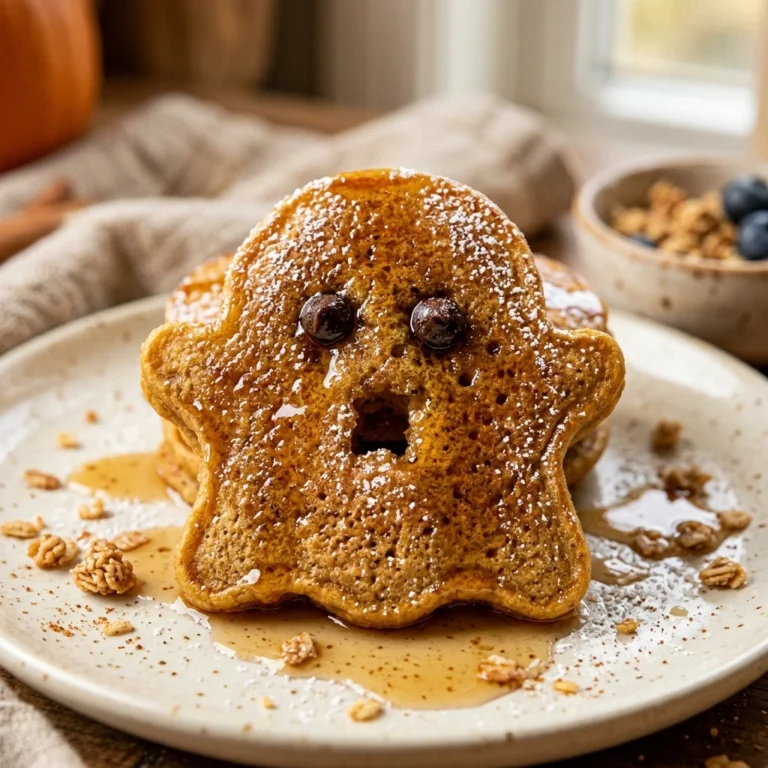 Halloween Breakfast Ideas For Kids - Ghost Protein Pancakes