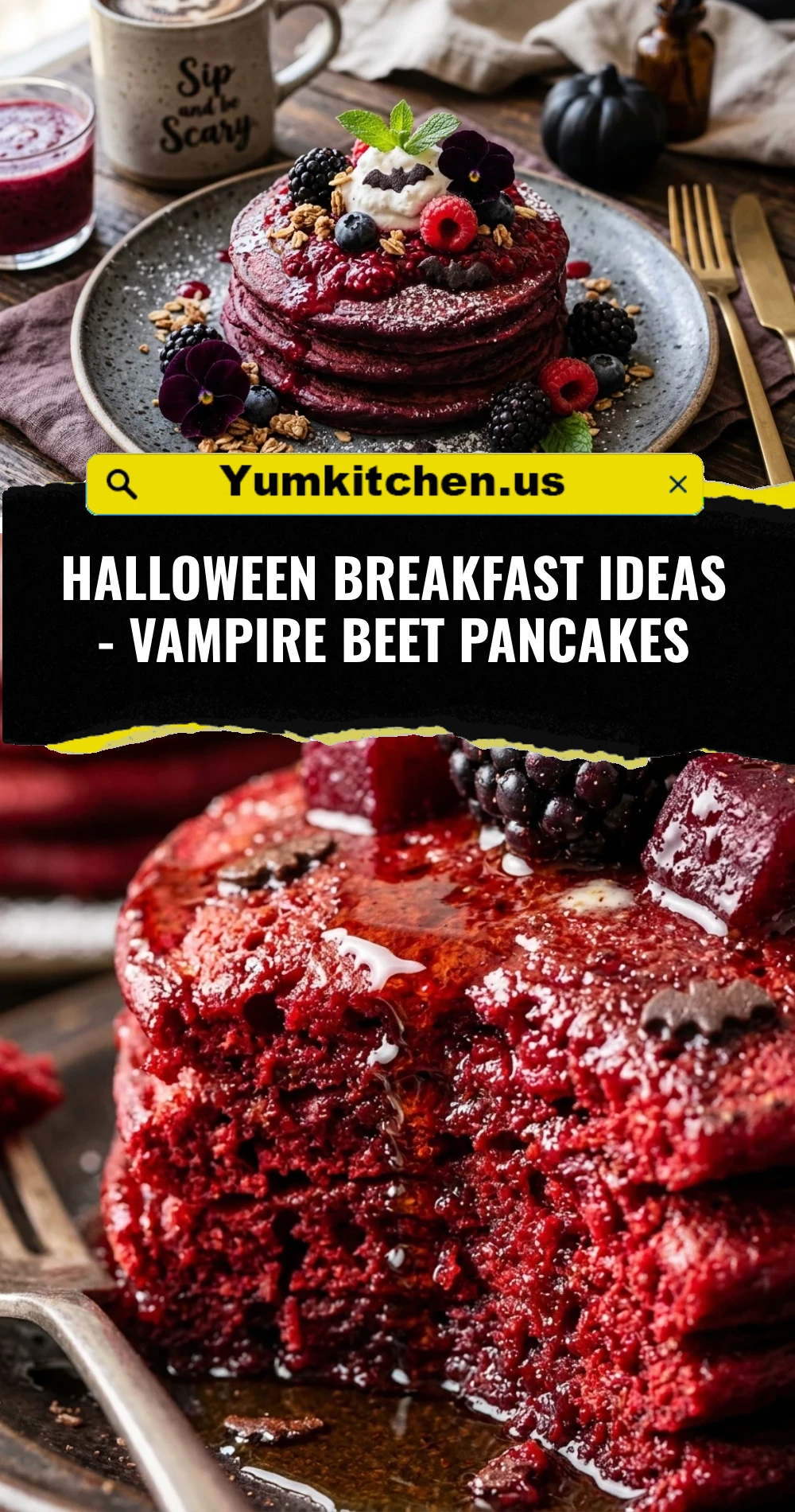 Halloween Breakfast Ideas - Vampire Beet Pancakes
