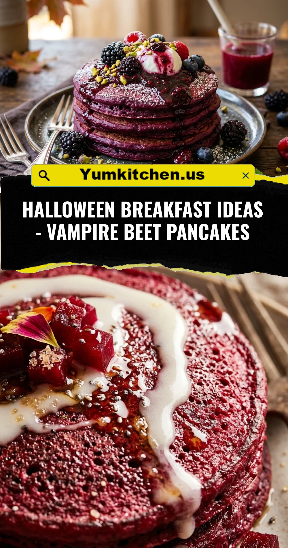 Halloween Breakfast Ideas - Vampire Beet Pancakes