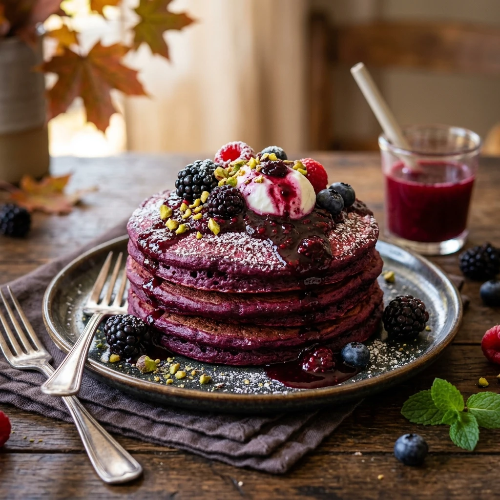 Halloween Breakfast Ideas - Vampire Beet Pancakes